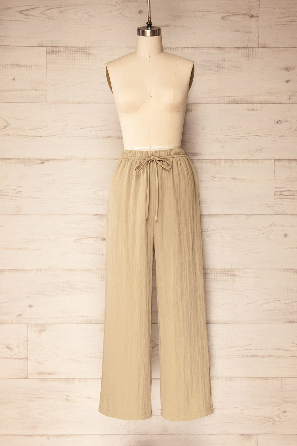 Gilroy Beige Loose-Fitted Pants with Elastic Band | La petite garçonne front view