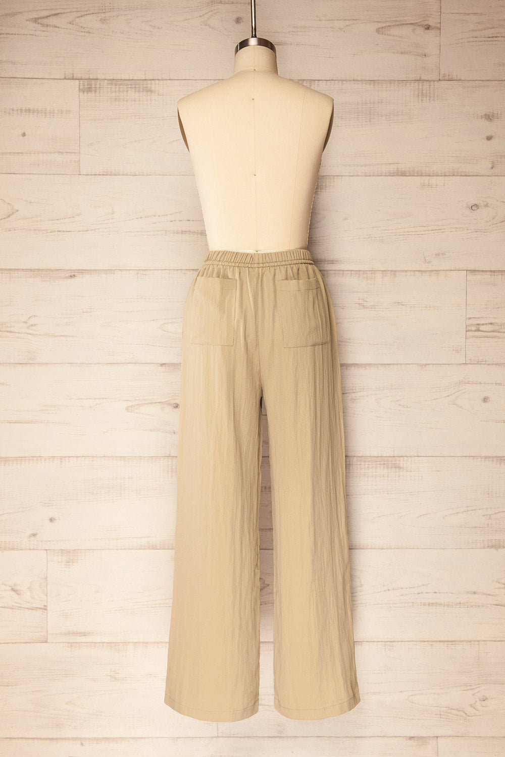 Gilroy Beige Loose-Fitted Pants with Elastic Band | La petite garçonne back view