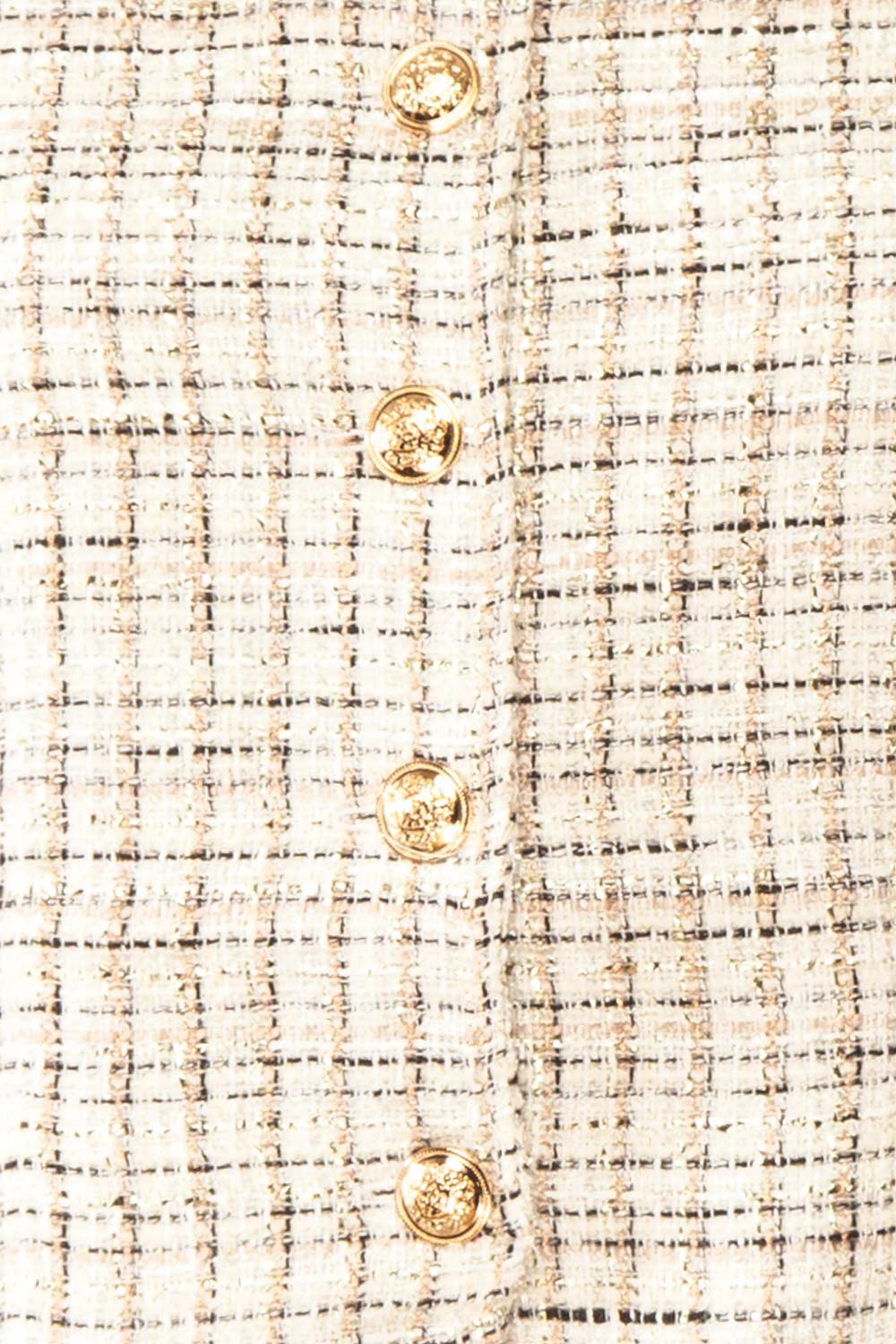 Gisella Sleveless Tweed Top with Gold Buttons | Boutique 1861 fabric