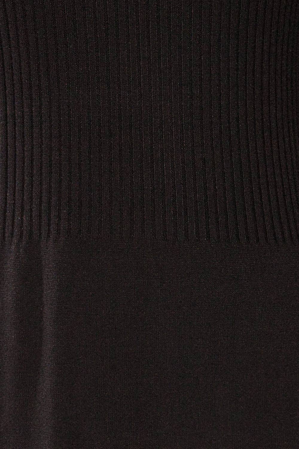 Gitega Short Rib-Knit Black Dress w/ Long Sleeves | La petite garçonne fabric