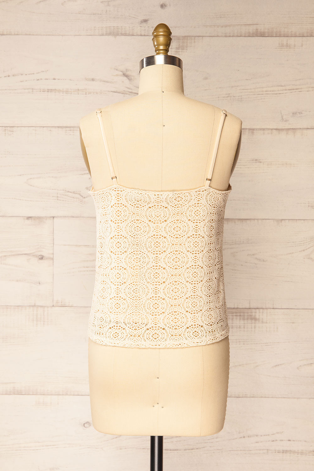 Glendora Beige Crochet Tank Top | La petite garçonne back view