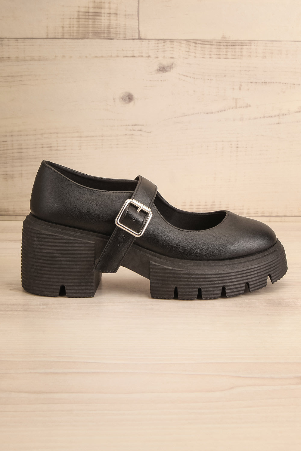 Gloucester Black Platform Mary-Jane Shoes | La petite garçonne side view