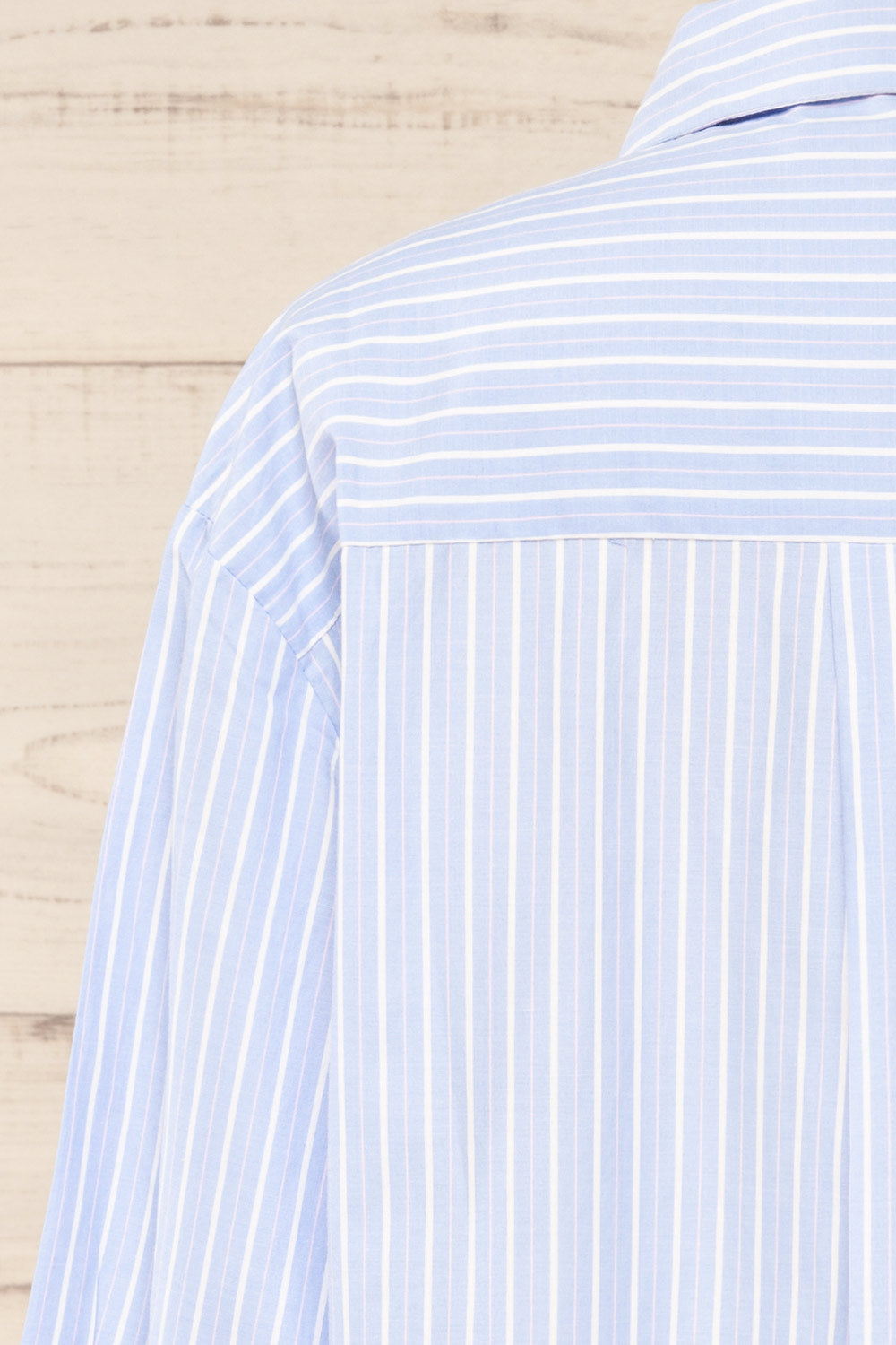 Gotham Blue Striped Cropped Shirt w/ Pockets | La petite garçonne  back