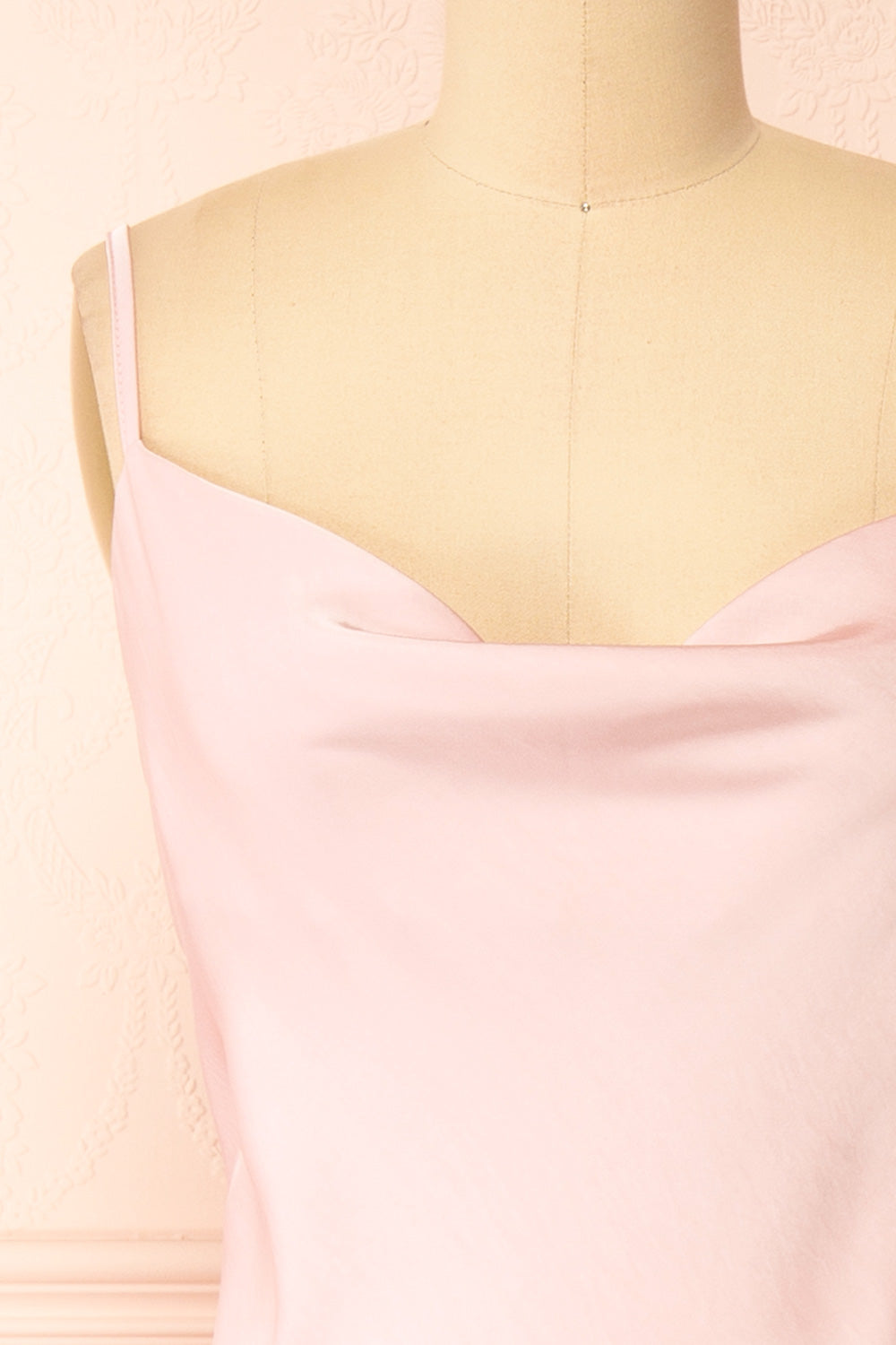 Gracie Satin Pink Cowl Neck Midi Dress | Boutique 1861 front