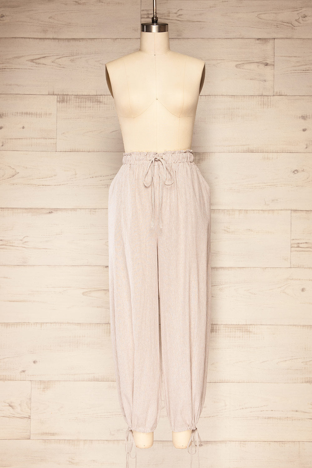 Grantham High-Waisted Striped Linen Pants | La petite garçonne front view