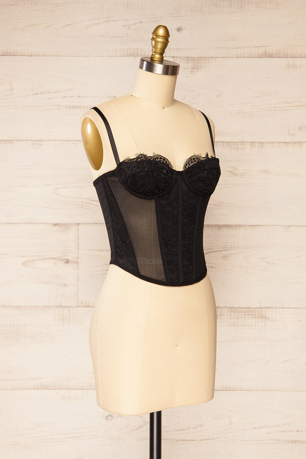 Gravelines Black Lace Bustier Top | La petite garçonne side view