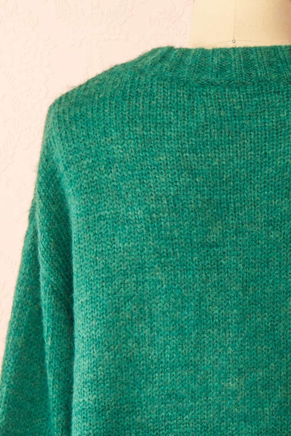 Grozjnat Green Knit Sweater w/ Floral Embroidery | Boutique 1861 back