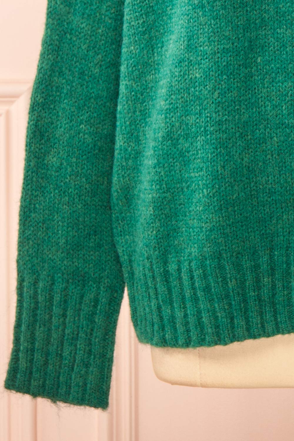 Grozjnat Green Knit Sweater w/ Floral Embroidery | Boutique 1861 bottom