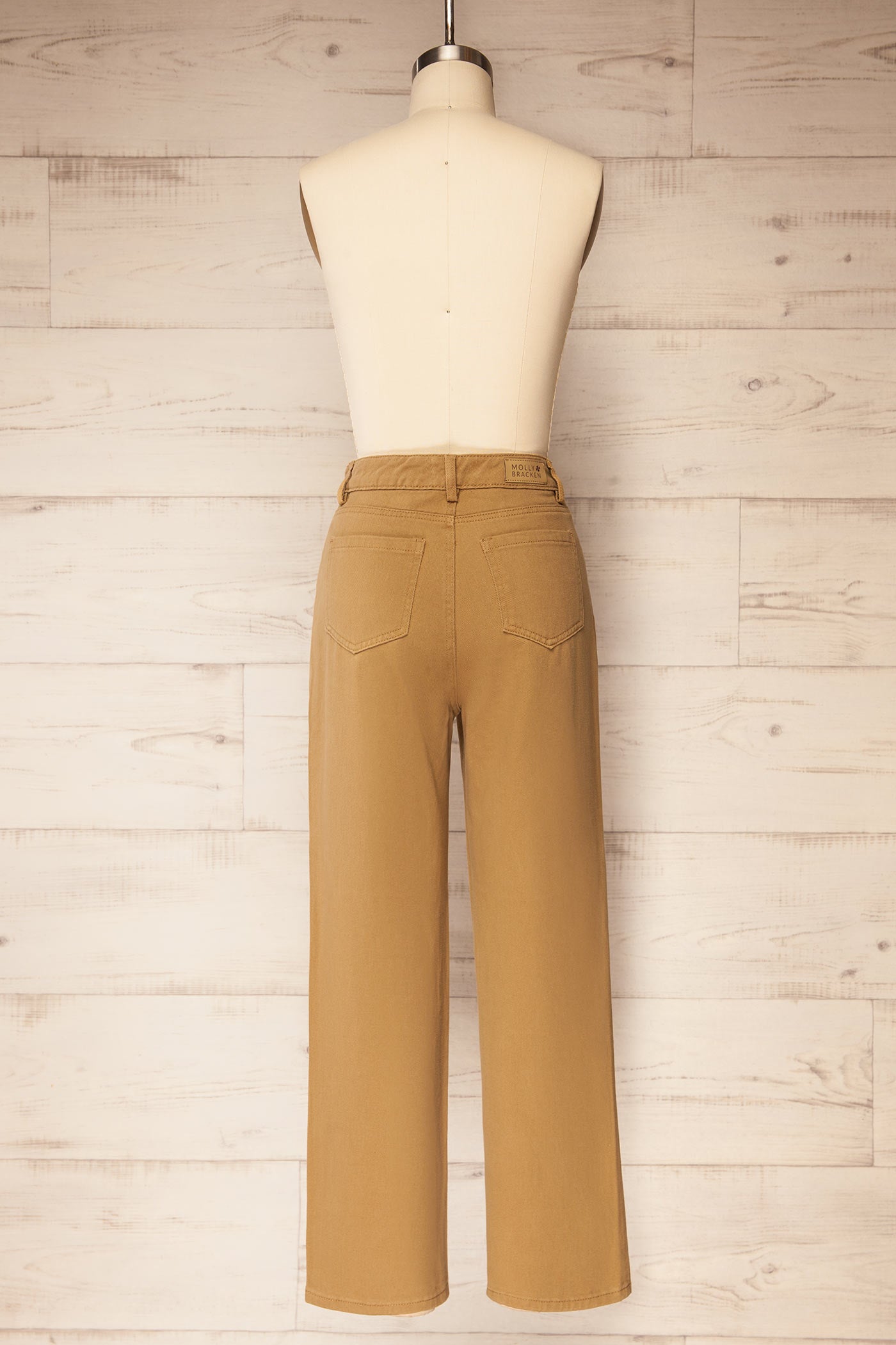 Backview of Guntur Straight Leg Caramel Denim Pants at la petite garçonne