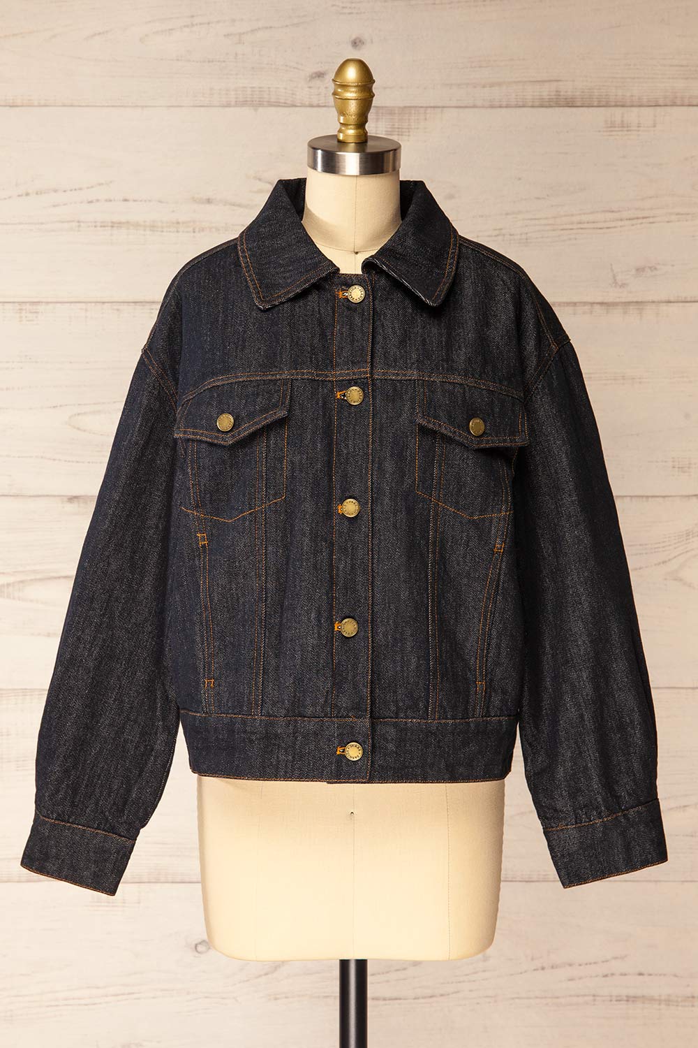 Gwadar Dark Denim Jacket with Pockets | La petite garçonne front view
