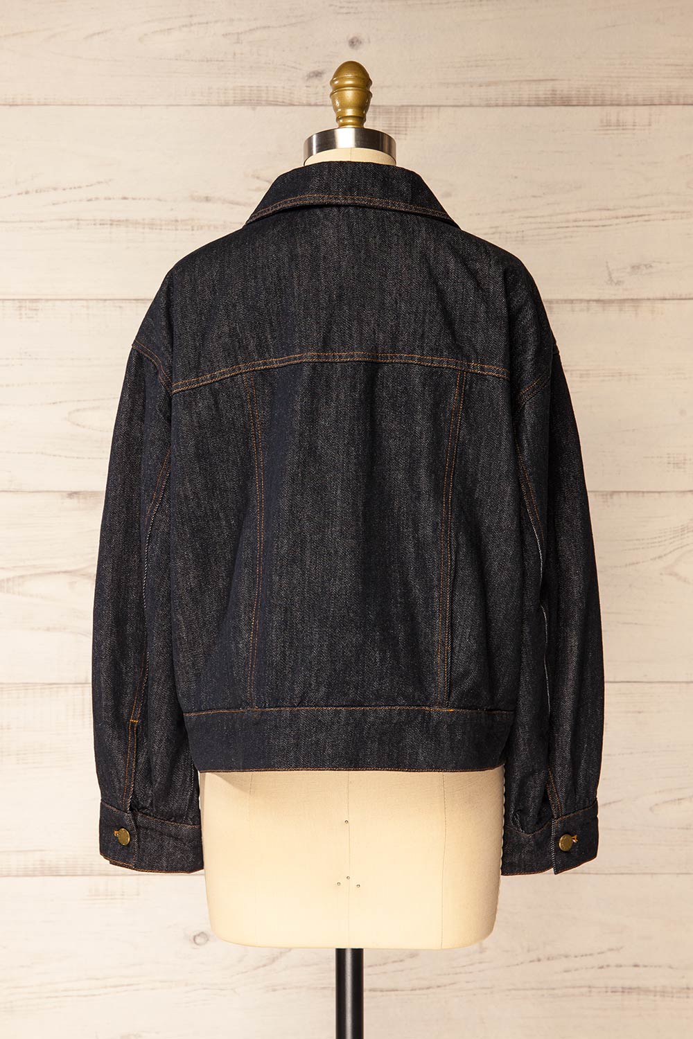 Gwadar Dark Denim Jacket with Pockets | La petite garçonne back view