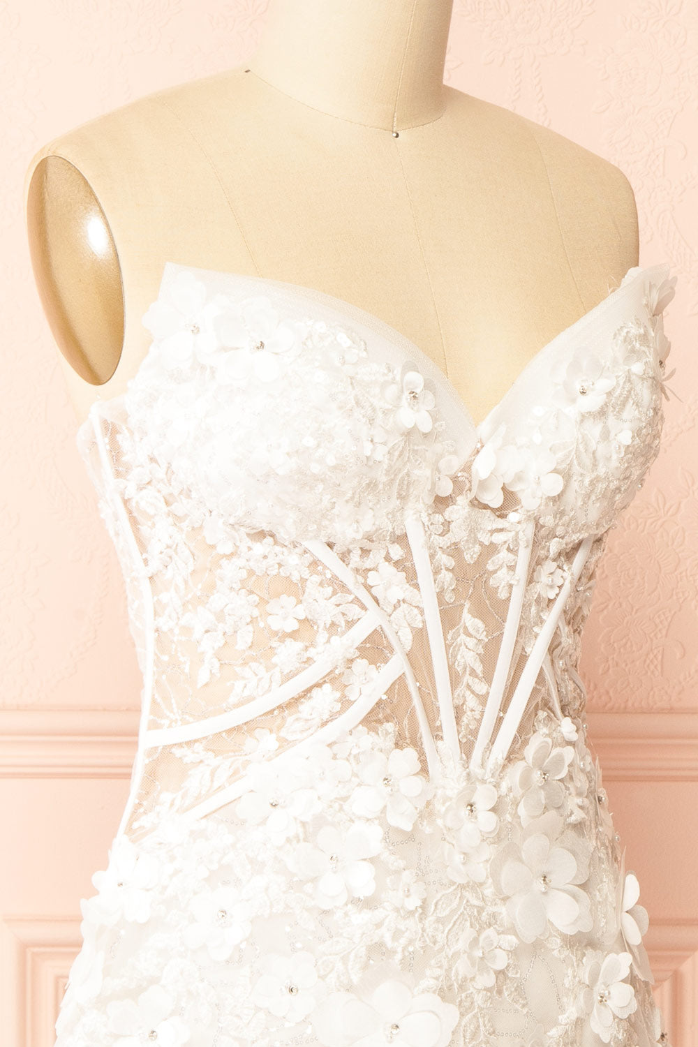 Gwenyth Short Ivory Dress with Floral Appliqué | Boudoir 1861 side
