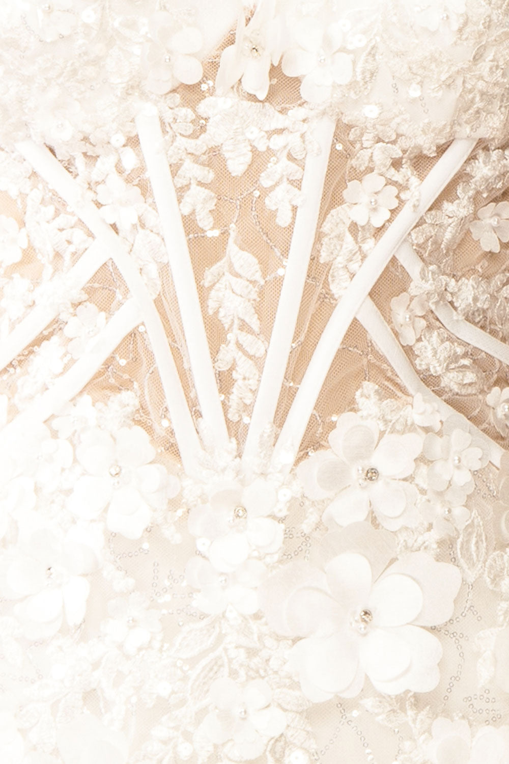 Gwenyth Short Ivory Dress with Floral Appliqué | Boudoir 1861 fabric