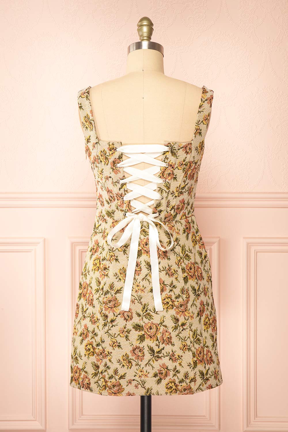 Gysa Short Floral Dress w/ Laced Back | Boutique 1861 back view