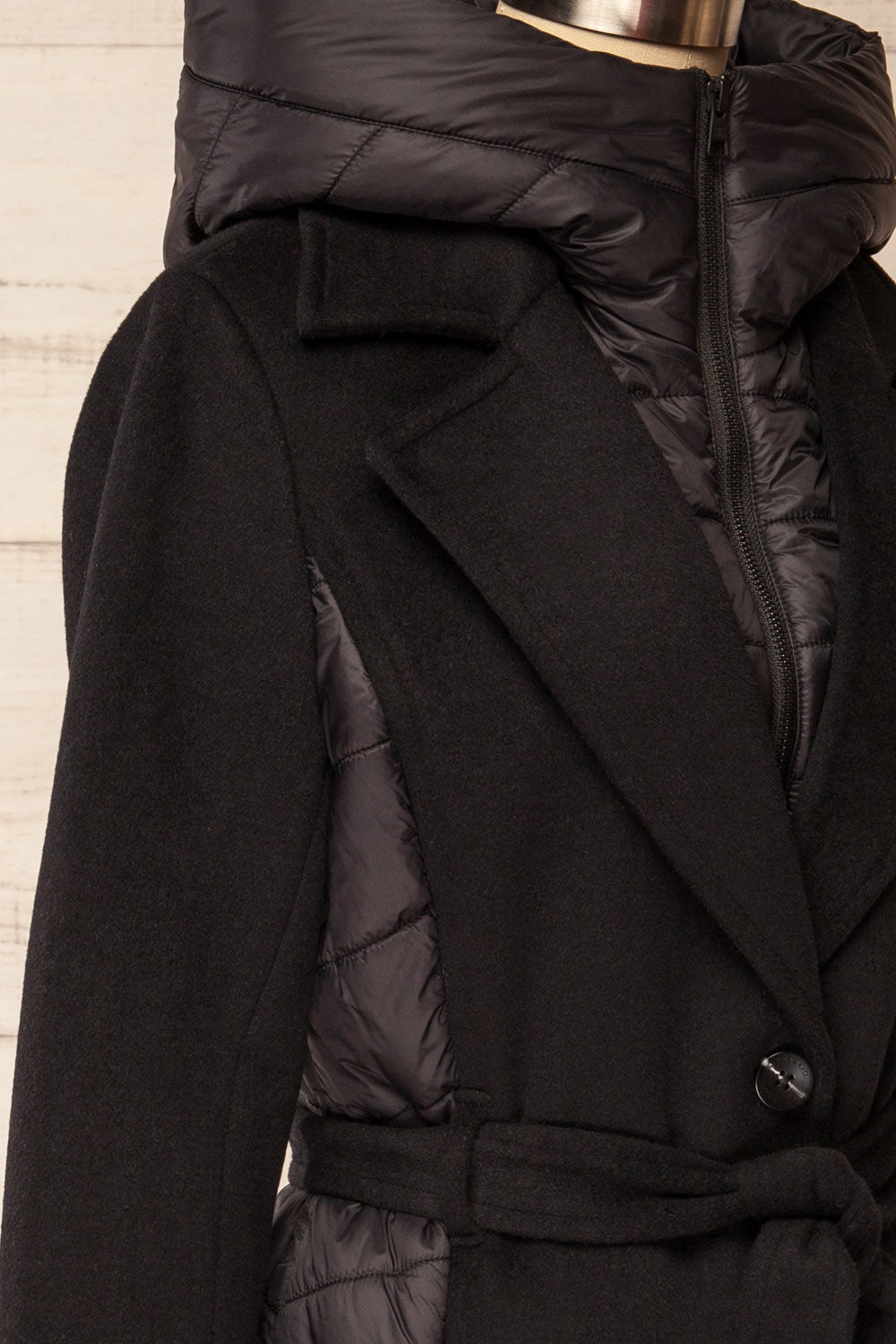 Hadeline Black Slim-Fit Wool Coat | La petite garçonne side