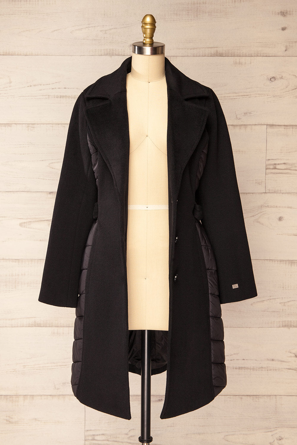 Hadeline Black Slim-Fit Wool Coat | La petite garçonne open view