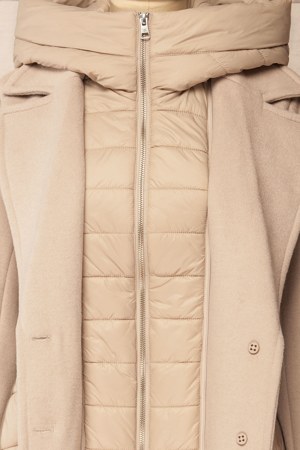 Hadeline Beige Slim-Fit Wool Coat | La petite garçonne layers