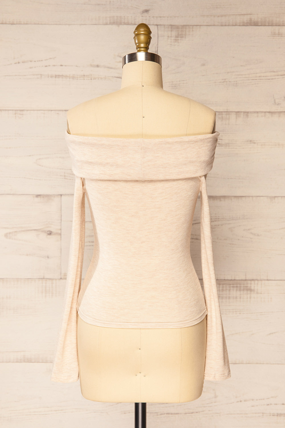 Haeju Beige Off-Shoulder Top w/ Bow | La petite garçonne back view