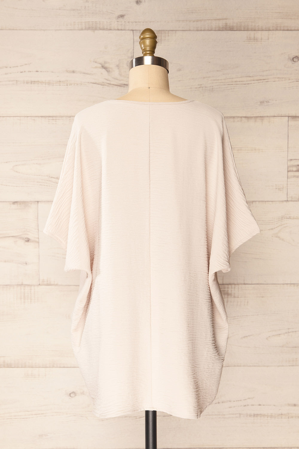 Haifa Beige Oversized Short Batwing Sleeve Top | La petite garçonne back view