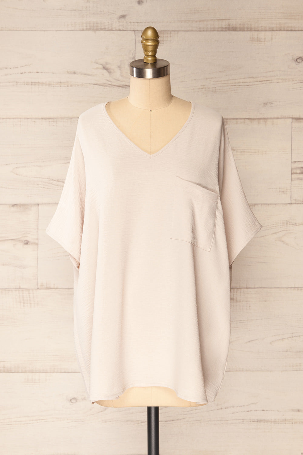 Haifa Beige Oversized Short Batwing Sleeve Top | La petite garçonne front view