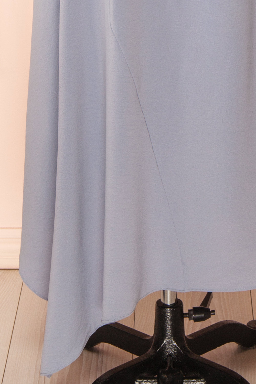 Hanae Long Blue Asymmetrical Dress with Cowl Neckline | Boutique 1861 bottom