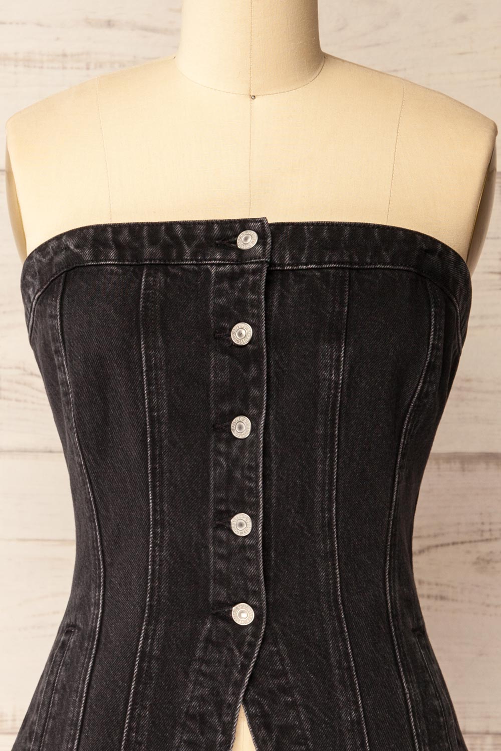 Harare Black Denim Bustier with Pockets | La petite garçonne strapless