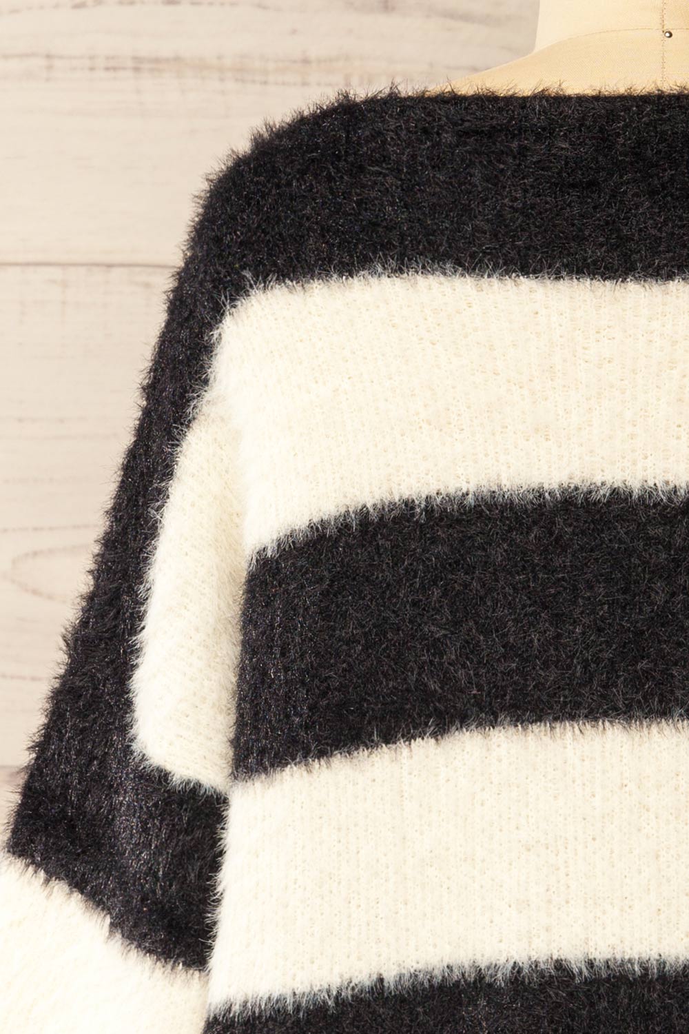 Hardin Black Oversized Striped Fluffy Sweater | La petite garçonne back