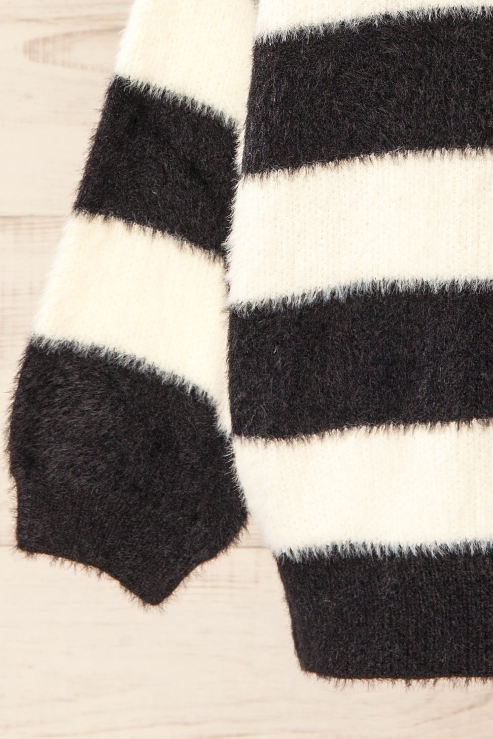 Hardin Black Oversized Striped Fluffy Sweater | La petite garçonne bottom