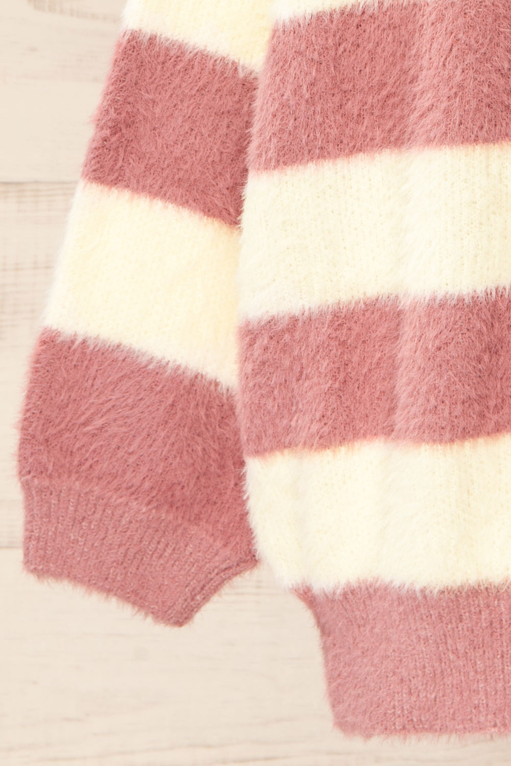 Hardin Mauve Oversized Striped Fluffy Sweater | La petite garçonne bottom