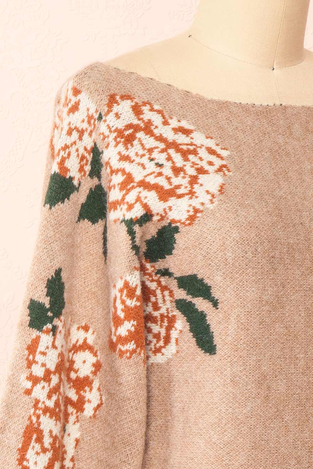 Hargeisa Taupe Knit Sweater w/ Boat Neckline | Boutique 1861 side close-up