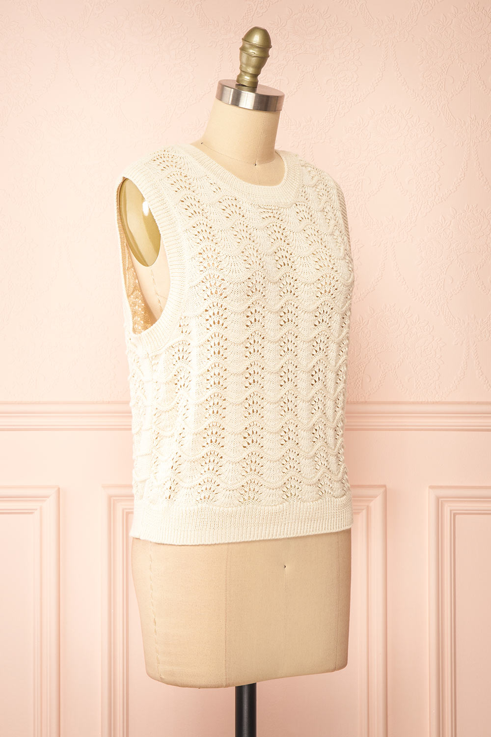 Harim Ivory Openwork Knit Sweater Vest | Boutique 1861 side view