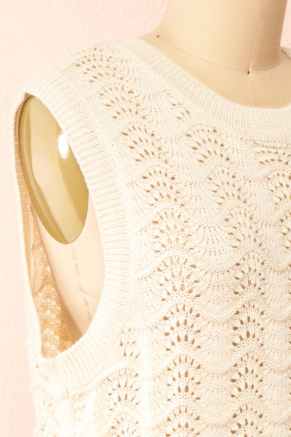 Harim Ivory Openwork Knit Sweater Vest | Boutique 1861 side
