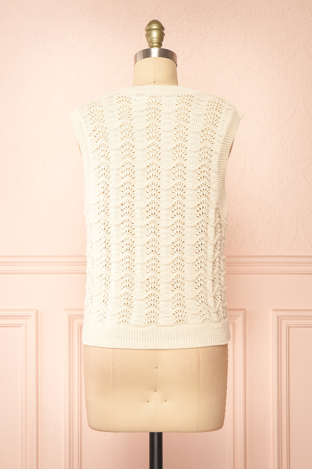 Harim Ivory Openwork Knit Sweater Vest | Boutique 1861 back view