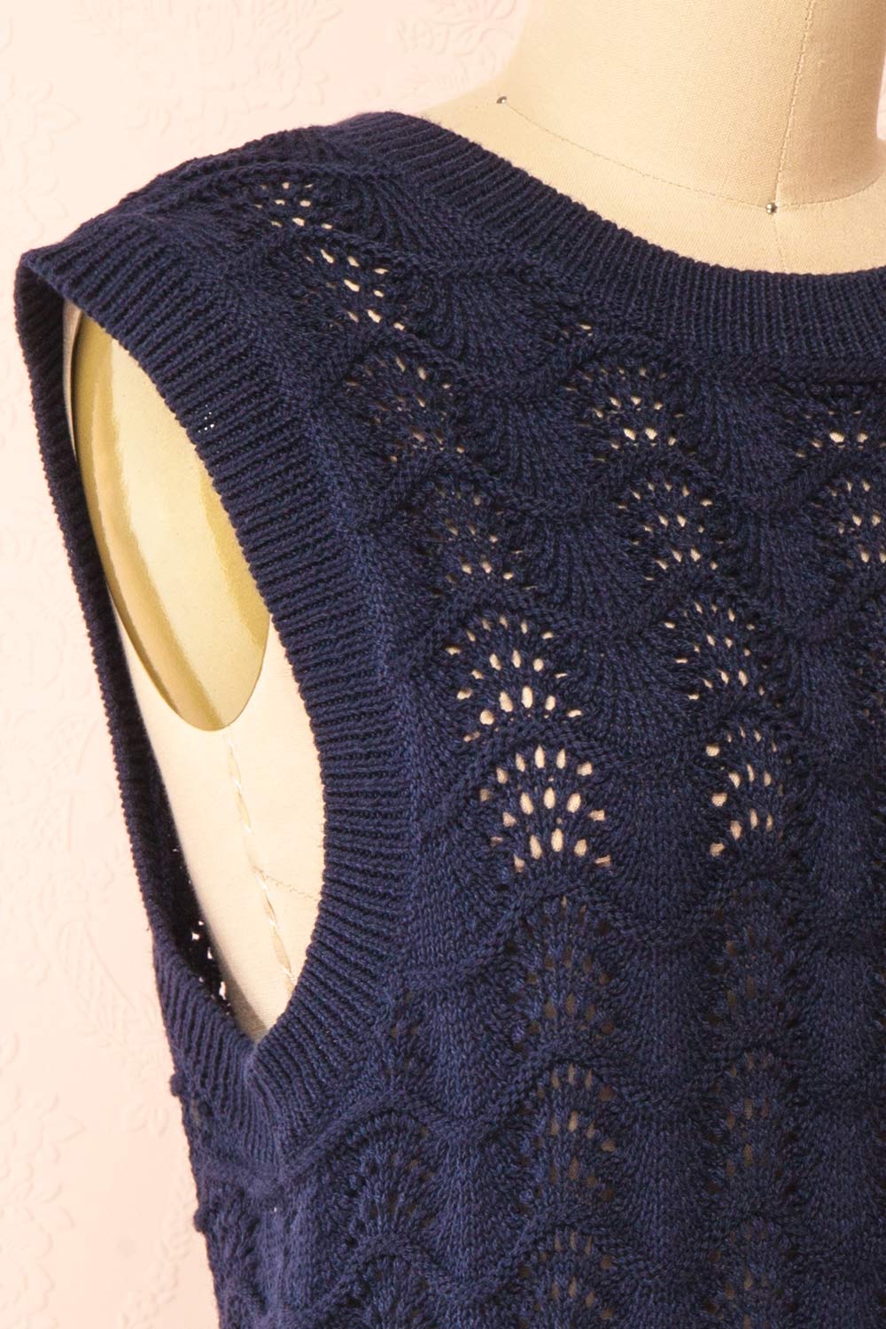 Harim Navy Openwork Knit Sweater Vest | Boutique 1861  side 