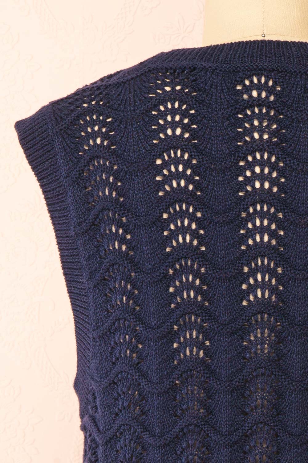 Harim Navy Openwork Knit Sweater Vest | Boutique 1861  back