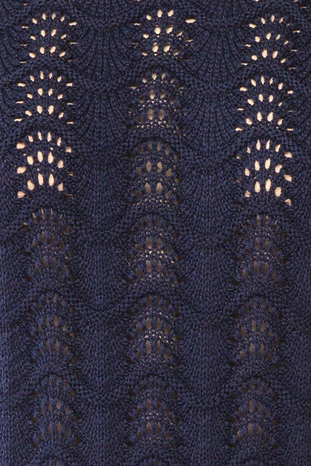 Harim Navy Openwork Knit Sweater Vest | Boutique 1861 fabric
