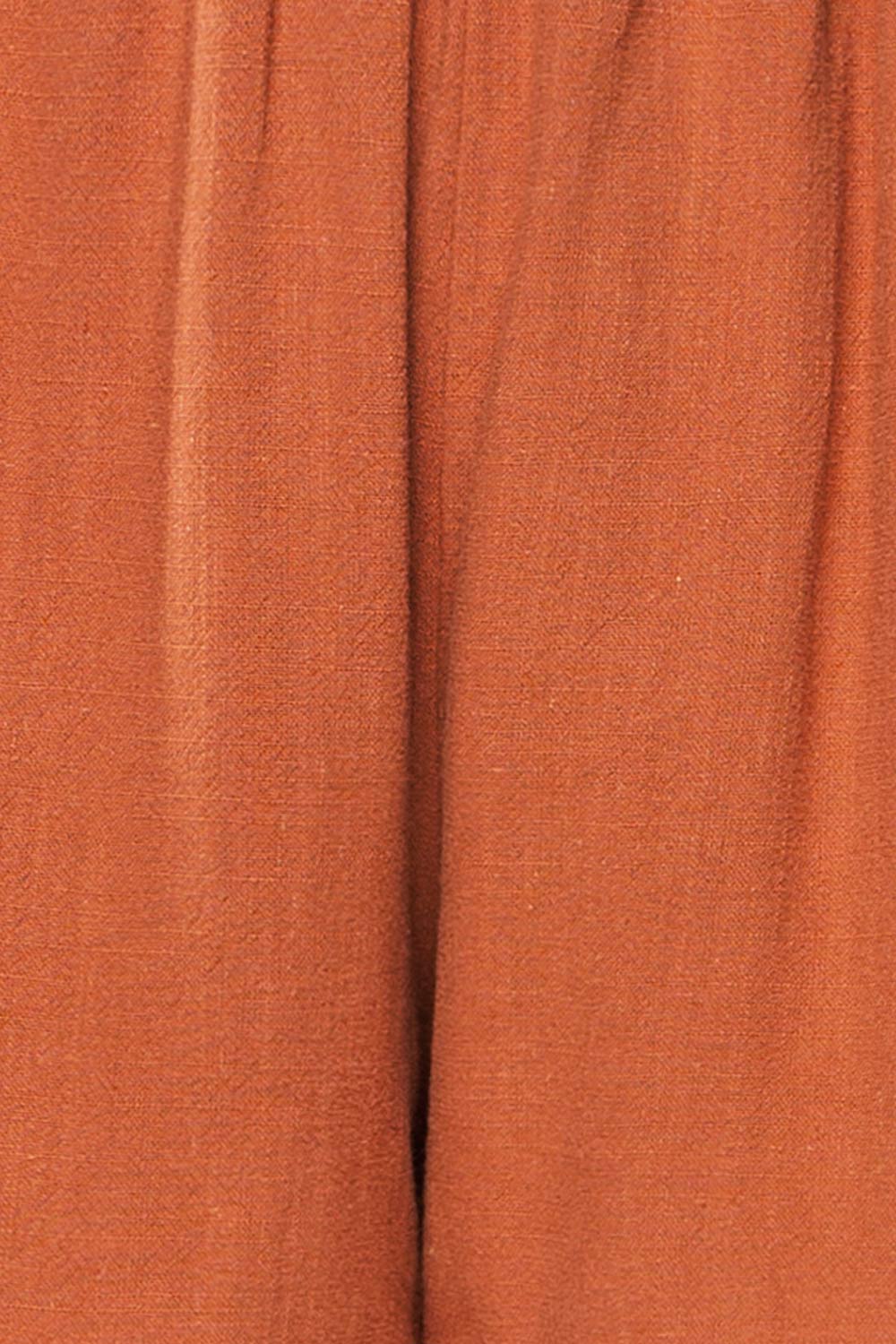Hatherleigh Rust Loose Shorts w/ Elastic Waist | La petite garçonne fabric