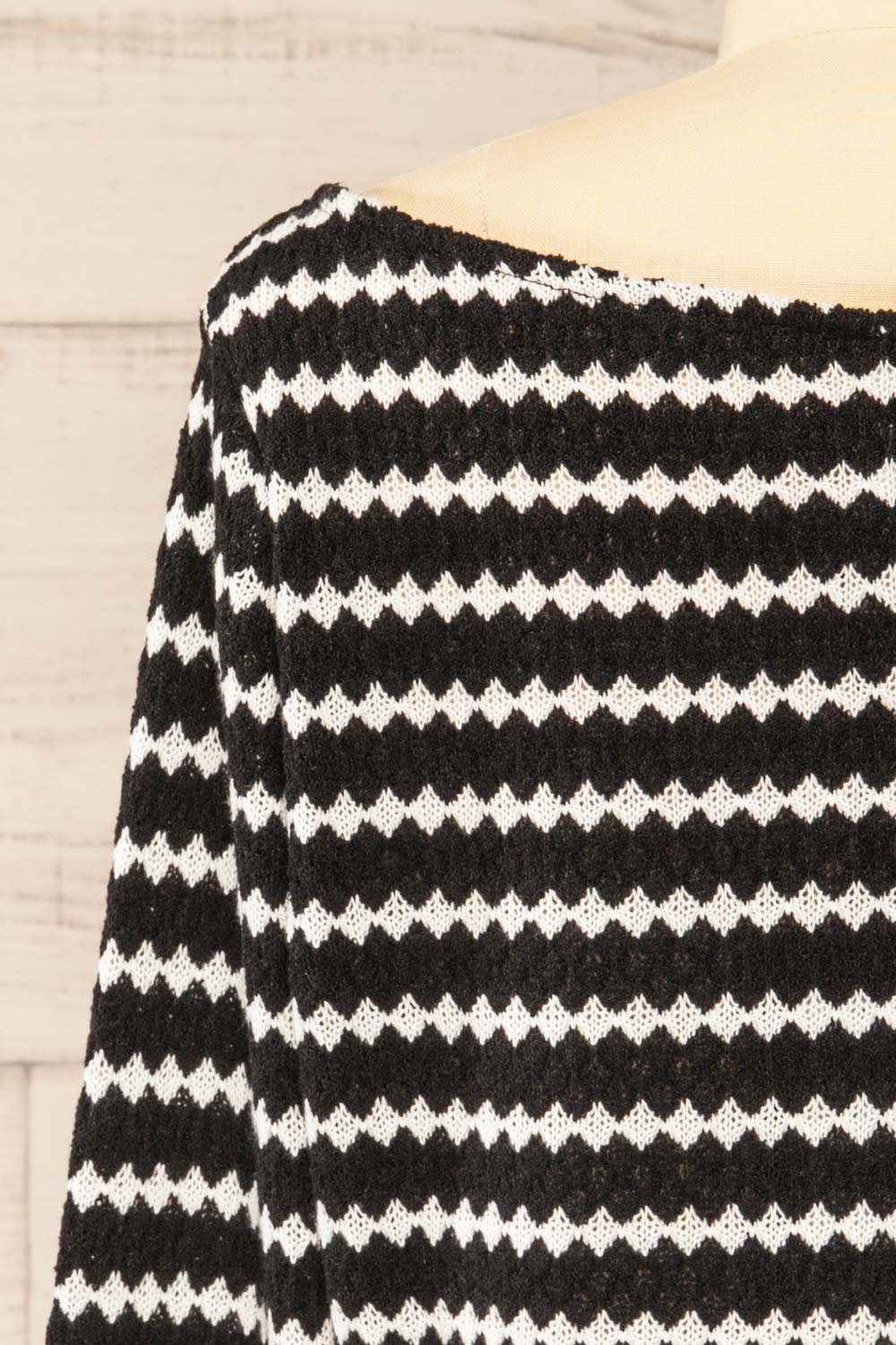 Haumi Black Cropped Diamond-Patterned Knit Top | La petite garçonne back