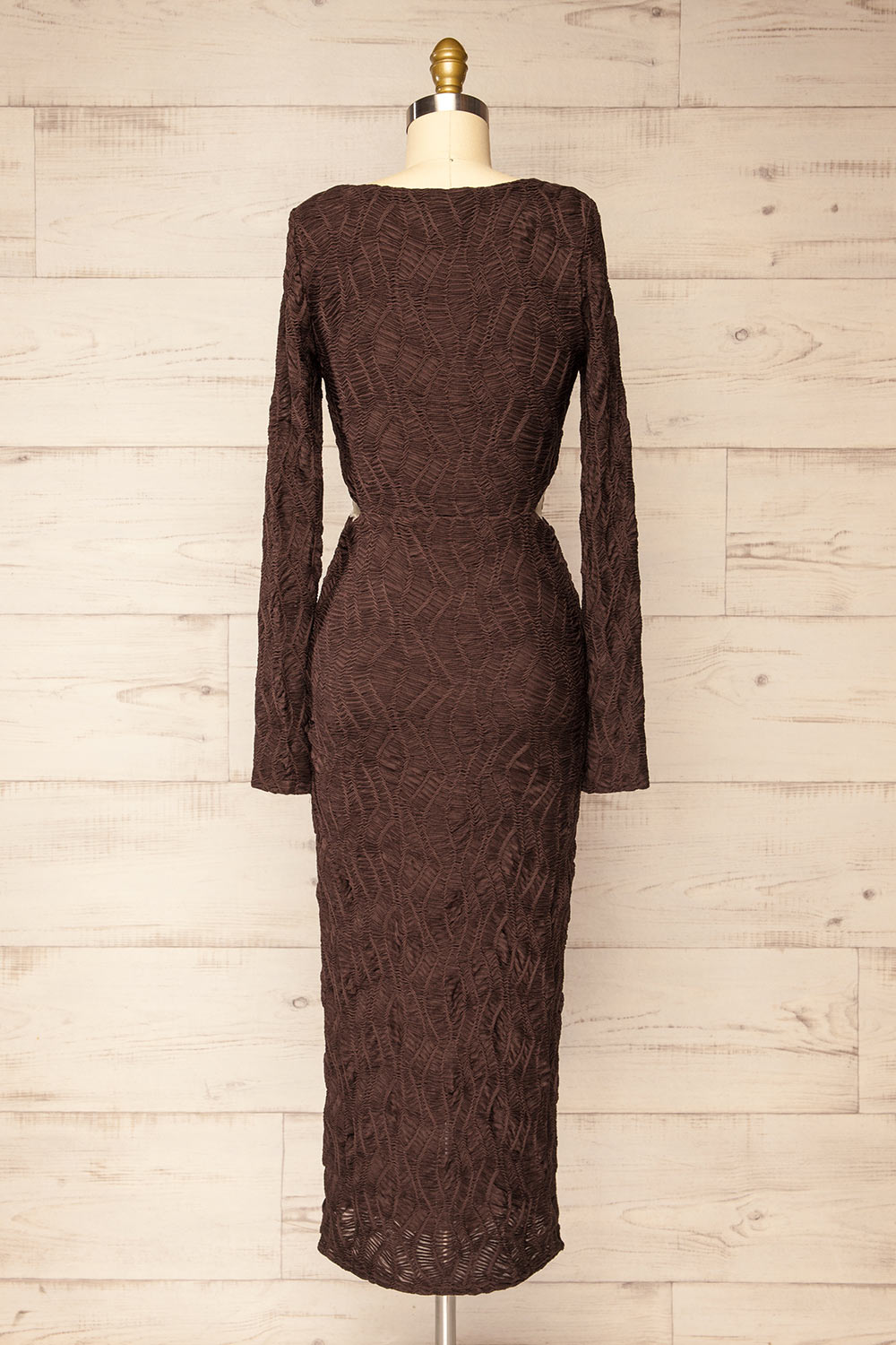 Hawkesbury Brown Fitted Midi Dress w/ Cut-Outs | La petite garçonne back view