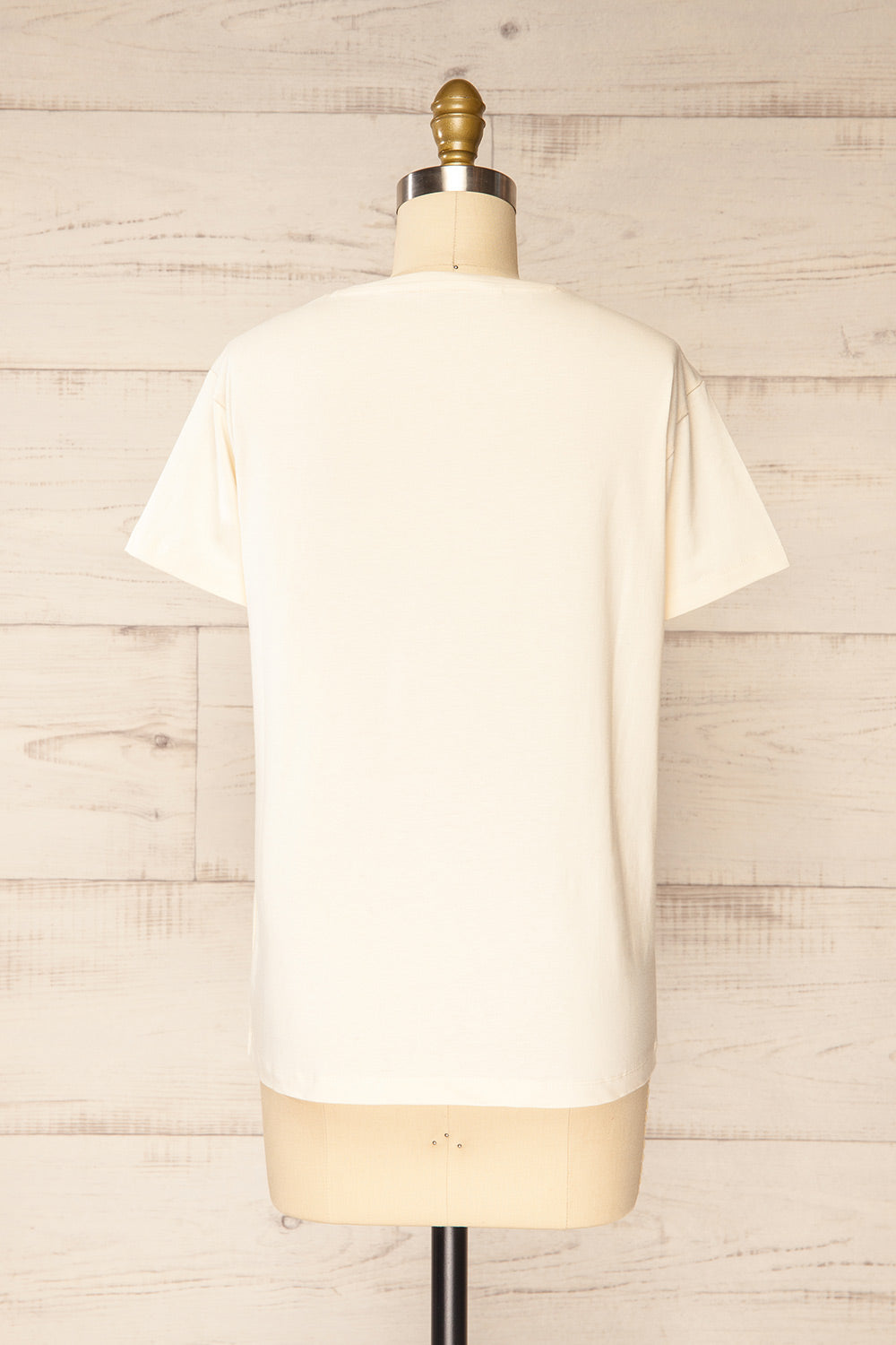 Haworth Beige T-Shirt w/ Green & Pink Flowers | La petite garçonne back view