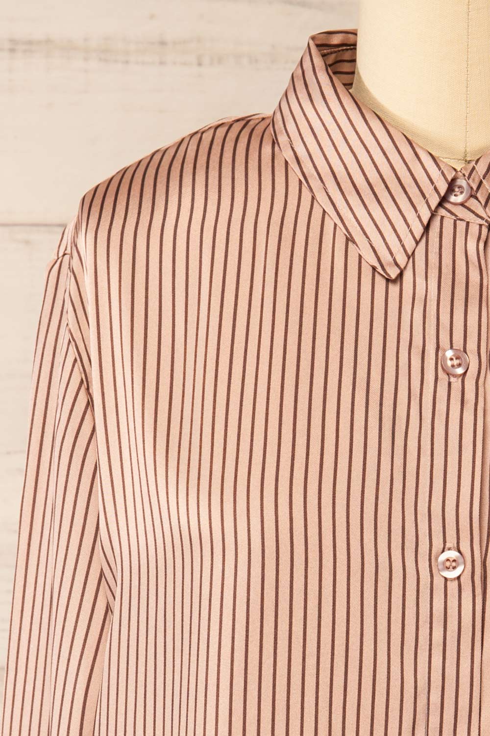 Hazro Silky Taupe Striped Shirt | La petite garçonne front