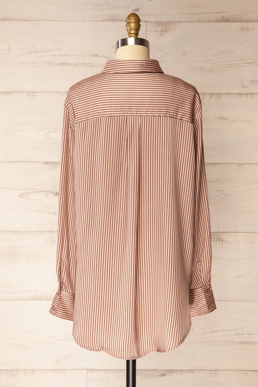 Hazro Silky Taupe Striped Shirt | La petite garçonne back view