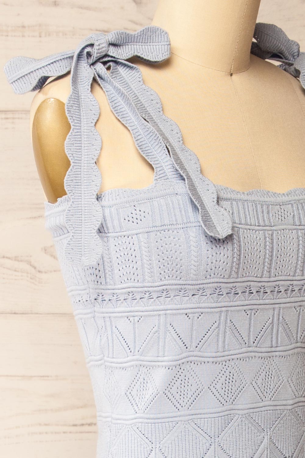 Hebi Blue Long Openwork Knit Dress | La petite garçonne side