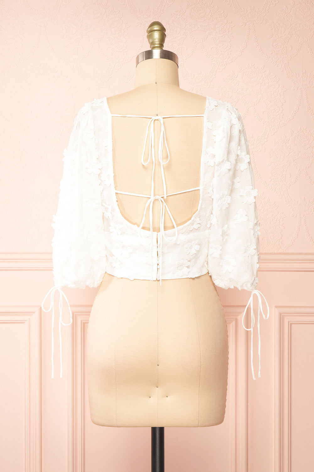 Helaine Cropped Top w/ Floral Embroidery | Boutique 1861 back view