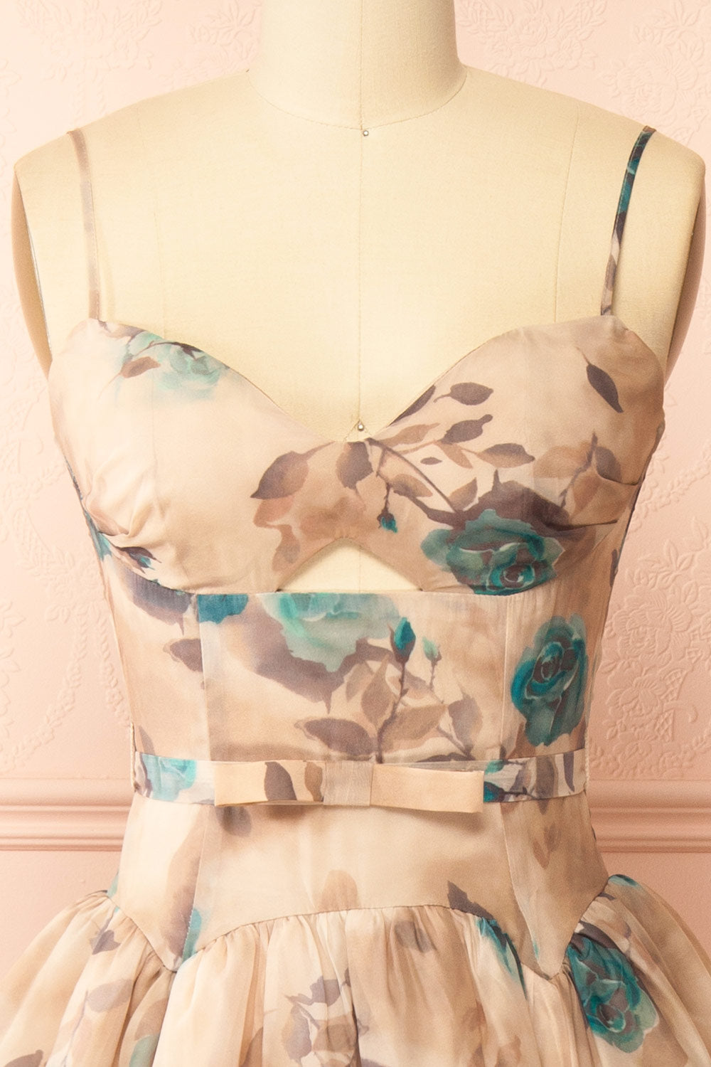 Helenia Long Floral Dress with Sweetheart Neckline | Boutique 1861 front