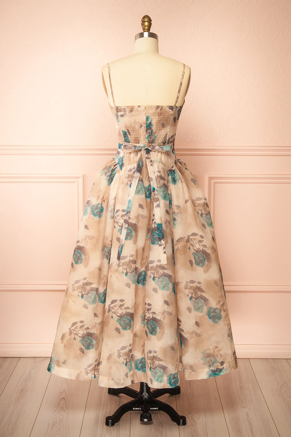 Helenia Long Floral Dress with Sweetheart Neckline | Boutique 1861 back view