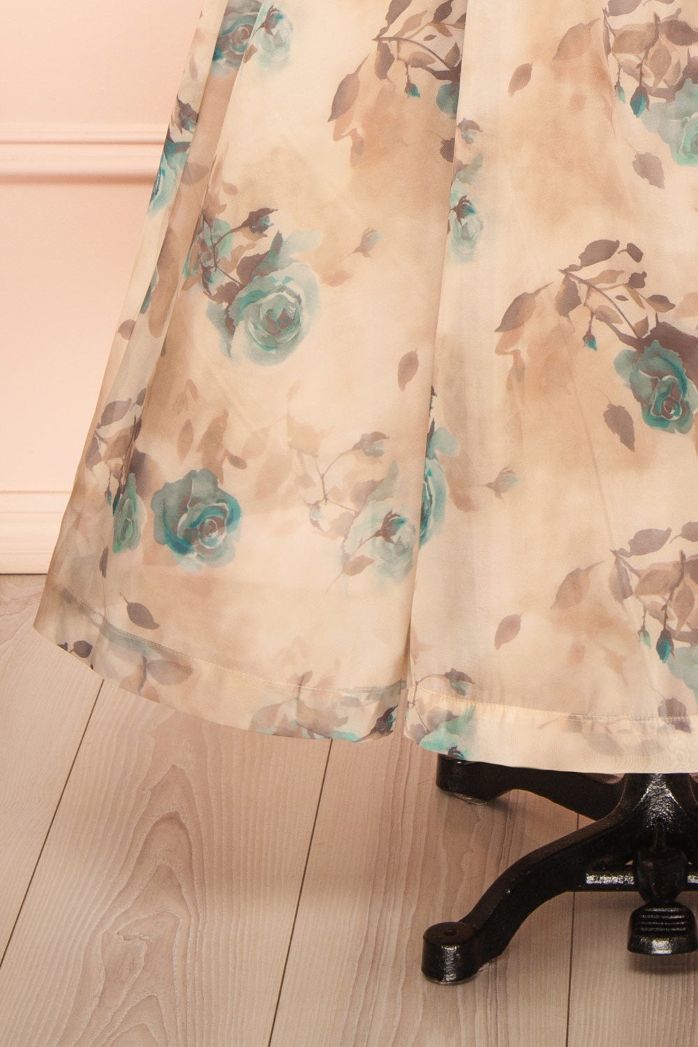 Helenia Long Floral Dress with Sweetheart Neckline | Boutique 1861 bottom