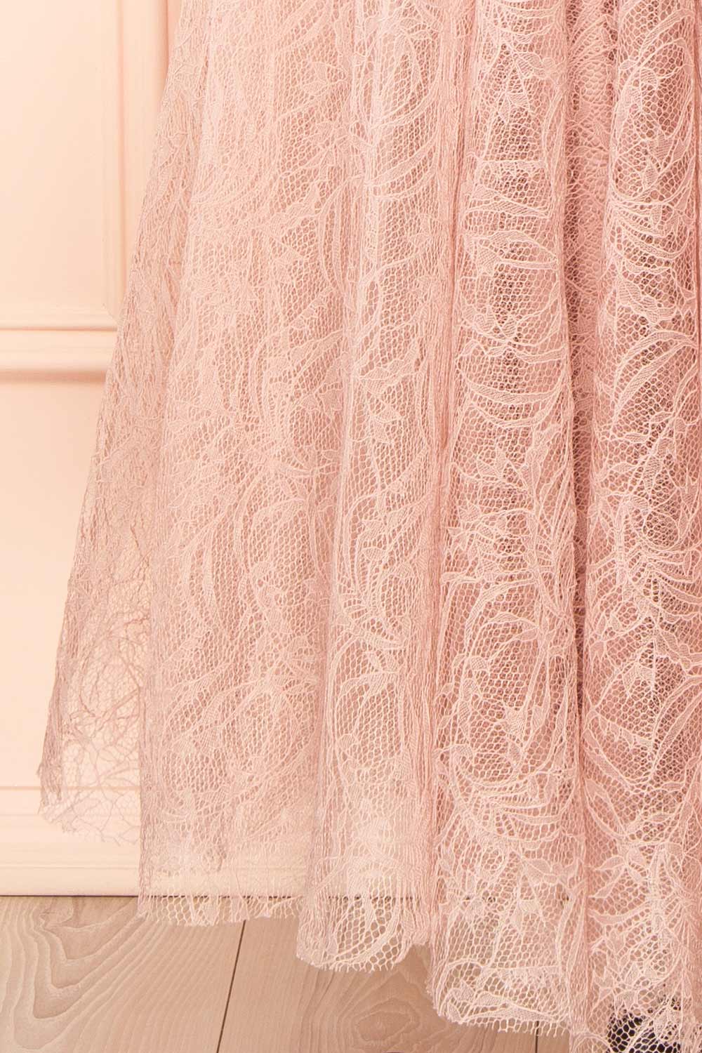 Hellis Pink Midi Dress with 3D Flower | Boutique 1861 bottom