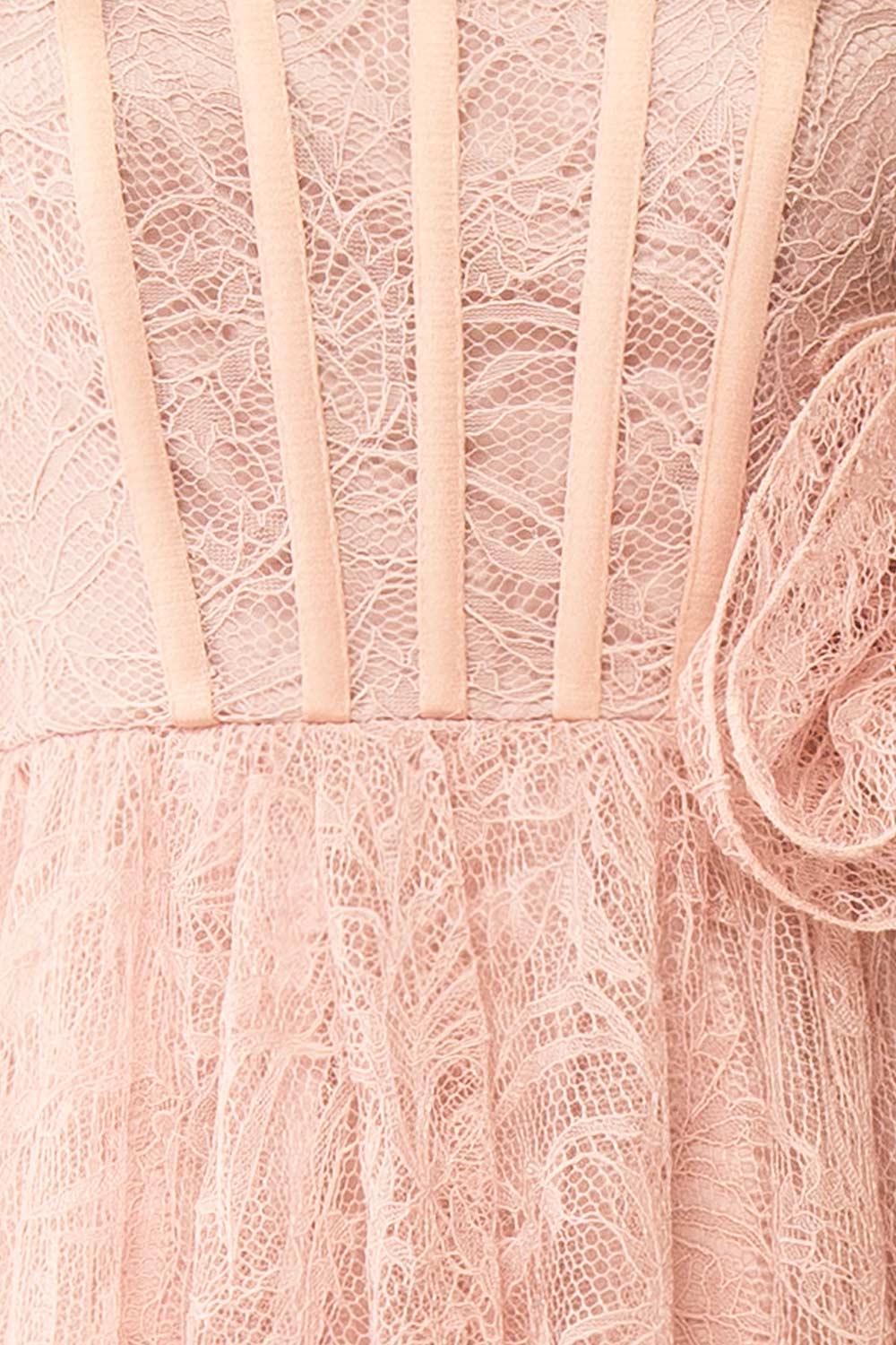 Hellis Pink Midi Dress with 3D Flower | Boutique 1861 fabric