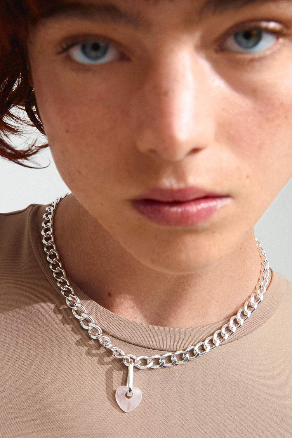 Hemja Silver Rose Quartz Heart Charm | La petite garçonne model